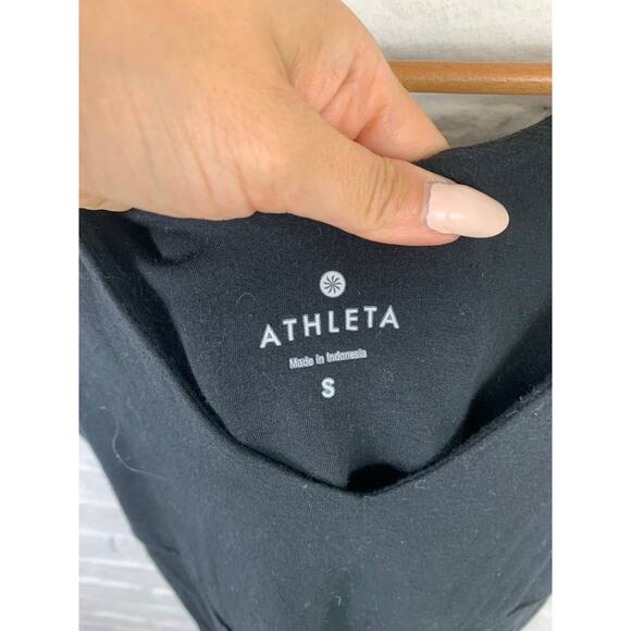 Athleta Women's Stretch V-Neck Tank Mini Dress Sleeveless Solid Black Size Small - Picture 3 of 5